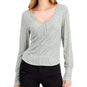 Aeropostale Light Gray Patterned Long Sleeve Tee